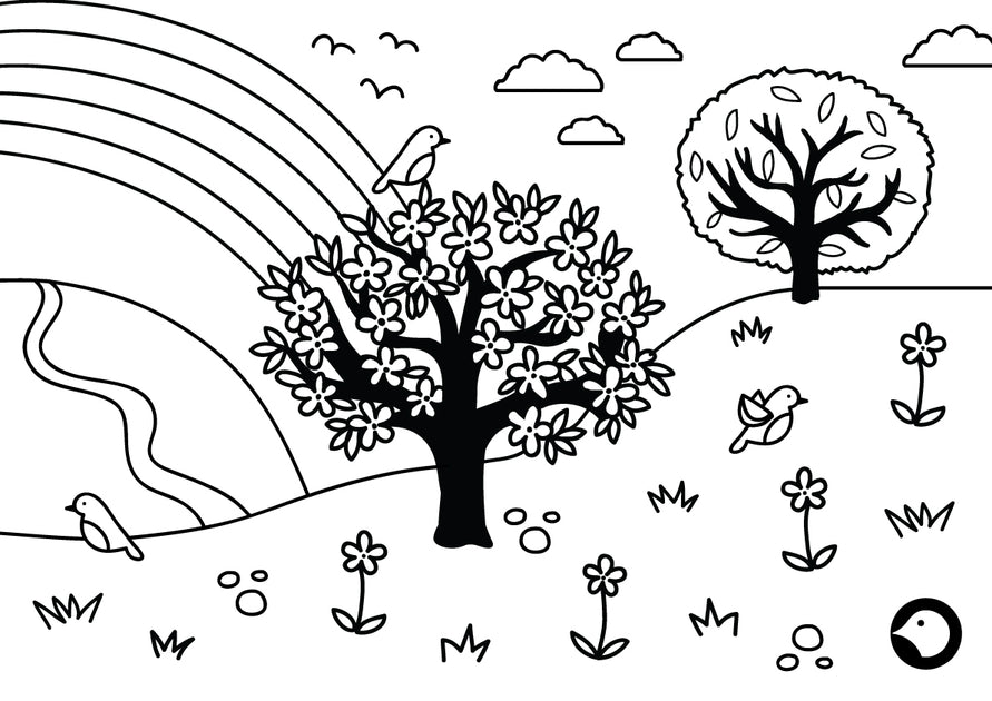 Spring, Summer, Rainbow Colouring Page by Rosie Apps – birde.co